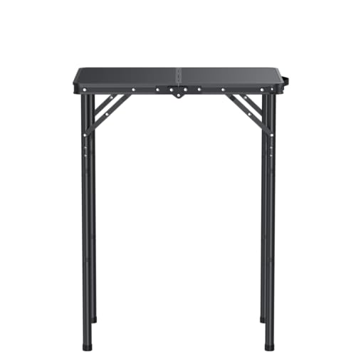 Portable Folding Camping Table 3-Level Height Adjustable Picnic Table with Aluminum Frame and Carry Handle, Lightweight Small Foldable Outdoor Side Table for Camping Travel Beach Hiking RV Indoor Use