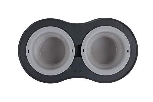Dexas Pets Double Elevated Pet Feeder, Light Gray, Small/1 Cup Capacity Bowls (PW100432429) - color: Light Gray, size: Small/1 Cup Capacity Bowls