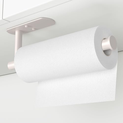 VAEHOLD Adhesive Paper Towel Holder Under Cabinet Wall Mount for Kitchen Paper Towel, Paper Towel Roll Holder Stick to Wall, Stainless Steel - Brown - color: Beige