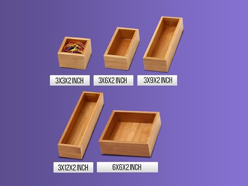 YBM HOME Pack of 12 Kitchen Drawer Organizer Storage Box Made of Bamboo, 3x3x2 Inch 320 - size: 3x3x2 inch ( Pack of 12 )