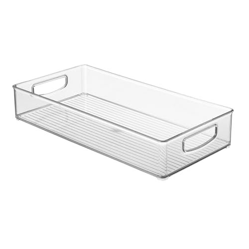 iDesign Stackable Clear Plastic Extra Long Pantry Organizers | Cabinet Storage Bins, For Kitchen - size: 16 x 8 x 3, style: Pack of 1