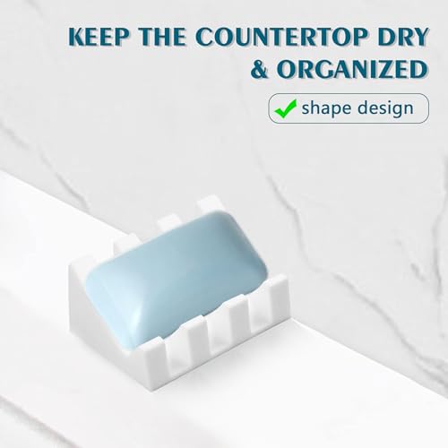 Soap Dish Holder for Shower with Suction Cup, Silicone Soap Holder & Saver Self-Draining Bar Soap Dish Keeps Soap Dry for Bathroom, Kitchen, Bathtub, Extends Soap Life (White-1Pack) - color: White - 1 Pack