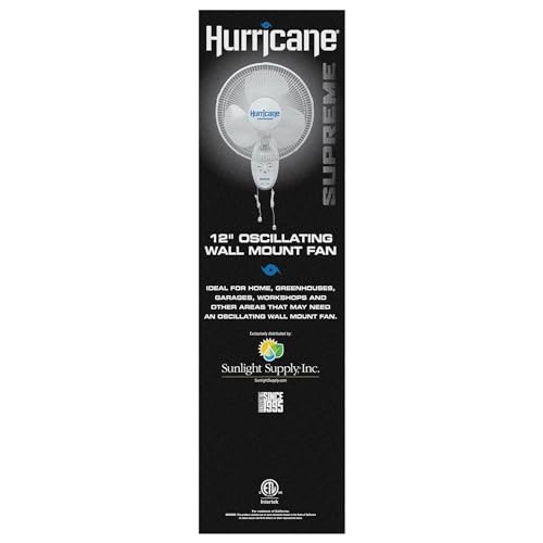 Hurricane Supreme 12” Portable Oscillating Wall Mount Fan, Space Saving, Powerful, and Quiet 3 Speed Airflow, Adjustable Tilt for Home and Workshop - style: 12" Supreme