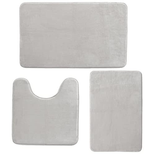 RUN HELIX Bath Mat 3 PIECE, Non Slip Ultra Absorbent,Silver Grey Bathroom Rugs - color: Silver