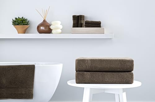 Ozdilek 2-Piece Bath Towels, 27x54 100% Turkish Cotton, Luxury Quick Dry, Extra Large, Fade-Resistant, Eco-Friendly, Spa Towel, Comfortable (Chocolate Brown) - color: Chocolate Brown