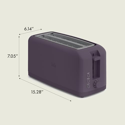 bella 4 Slice Slim Toaster, Fits-anywhere™ Kitchenware, 6 Setting Shade Control with Reheat & Cancel Buttons, Fits Sourdough, 10” Long Slot, Anti Jam & Auto Shutoff, 900 Watt, Plum - color: Plum, size: 4 Slice