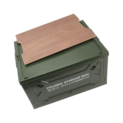 Omabeta Folding Camping Storage Box with Strong Load Bearing Capacity Foldable Bin Container for Car Picnic, Camping,Toy Storage Made of PP, MDF (Green) - color: Green