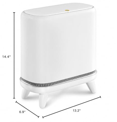 JUDRDO Bathroom Trash Can with Lid, 3.2 Gallon Small Garbage Can with Pop-Up Lid & Air-Pressure Bag Lock, Slim Trash Bin with Legs, Narrow Waste Basket for Bathroom, Bedroom, Kitchen, Office, Rv