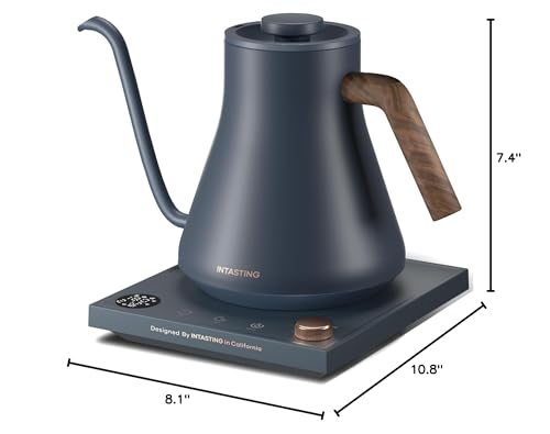 INTASTING Electric Kettles, Gooseneck Electric Kettle, ±1℉ Temperature Control, Stainless Steel Inner, Quick Heating, for Pour Over Coffee, Brew Tea, Boil Hot Water, 0.9L Navy Blue - color: Navy Blue