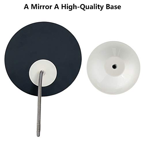 YEAKE Adjustable Flexible Gooseneck Makeup Mirror,360°Rotation Folding Portable Desk Vanity Mirror with Stand Shower Shaving Cosmetic Mirror Round Large - style: 7.5 Inch Diameter(Large Round)