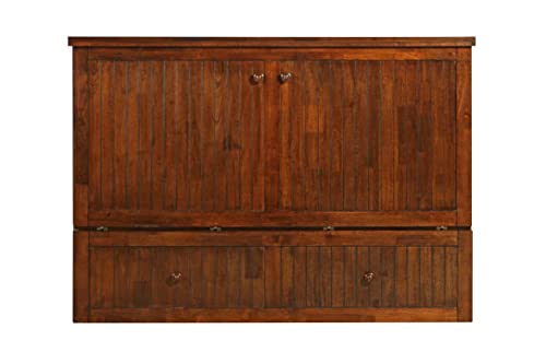 Mega Solutions Murphybedz Tuscany Murphy Cabinet Chest Bed with Charging Station 6 Inch (Tobacco, Queen) - color: Tobacco, size: Queen (U.S. Standard)