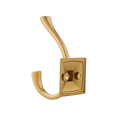 HARPOON 5 Pack Prong Hook, Heavy Duty Two Flared 4.3 inch Coat Hooks, Wall Mounted with 4 Screws, Utility Hooks Brushed Gold - color: Brushed Gold
