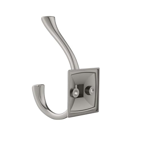 HARPOON 5 Pcs Prong Hook, Heavy Duty Two Flared Coat Hooks,Wall Mounted with 4 Screws,Utility Hooks for Scarf, Bag, Towel, Key, Cap, Cup, Hat - Satin Nickel - color: Satin Nickel