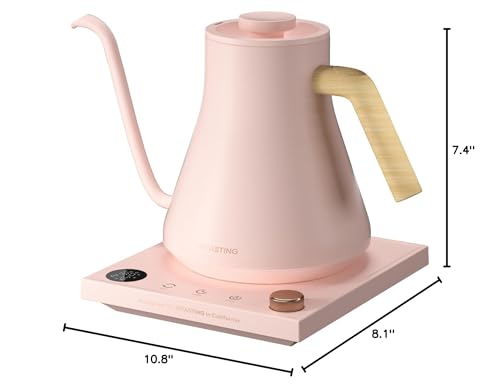 INTASTING Electric Kettles, Gooseneck Electric Kettle, ±1℉ Temperature Control, Stainless Steel Inner, Quick Heating, for Pour Over Coffee, Brew Tea, Boil Hot Water, 0.9L Pink - color: Pink