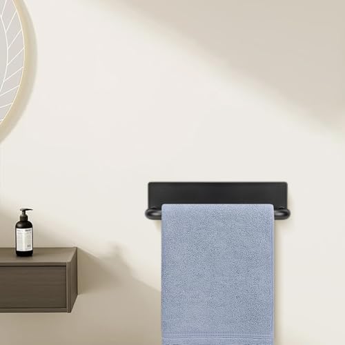 Livabber Self Adhesive Hand Towel Holder- 304 Stainless Steel Hand Towel Bar for Bathroom Kitchen Stick on Wall, Towel Ring No Drilling, 9 Inch (Black) - color: Black