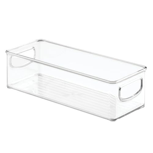 iDesign Plastic Stackable Pantry Bin, Set of 2, Clear | Storage Bin with Handles, For Cabinets or Fridge - style: Pack of 2