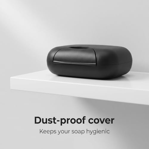 Soap Holder Container, Portable Bar Soap Saver Scrubber Case for Bathroom and Kitchen (Black) - color: Black