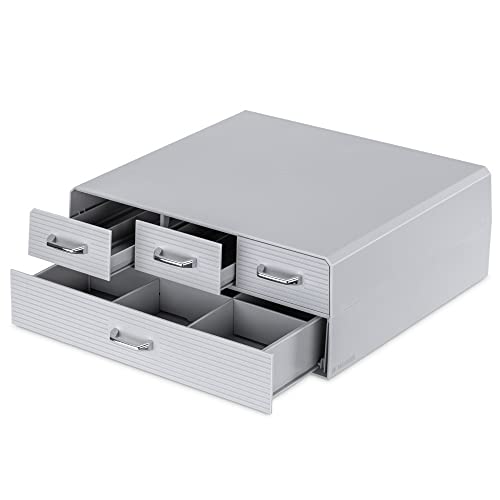 Navaris Coffee Pod Holder with 4 Drawers - Compatible with Nespresso, CBTL, K-Cups, Verismo - Capsule Storage Organizer 2-Tier Container Box - Gray