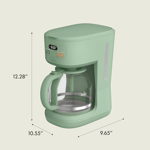 bella 12 Cup Programmable Coffee Maker, Reusable Dishwasher Safe Accessories, Easy LCD display, Auto Shutoff, 900 watt, Seaglass - color: Seaglass
