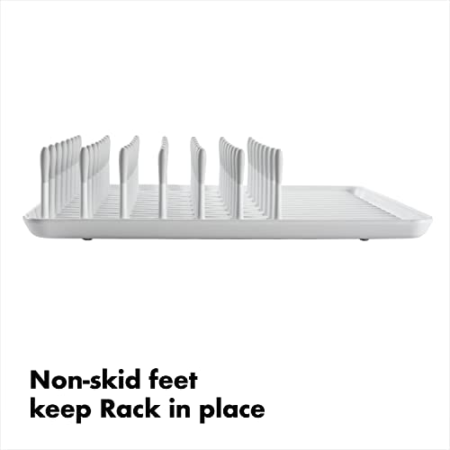OXO Good Grips Compact Dish Rack Biscuit | For Dishware | 13-3/4 x 10-3/8 x 3-1/2 Inch | Non-Skid Feet | Pack of 4 - size: 13-3/4" x 10-3/8" x 3-1/2" h (Pack of 4)
