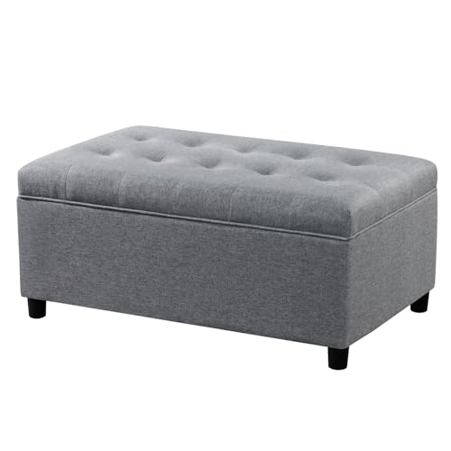 Joveco Rectangular Lift Top Storage Ottoman Bench,Linen Storage Bench for Living Room Entryway Bedroom,Linen Gray - color: Linen Gray