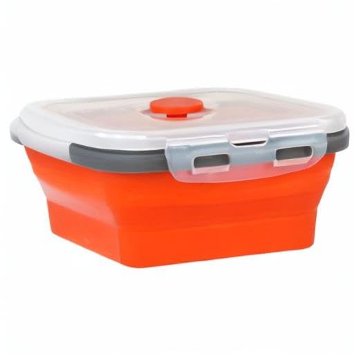 CARTINTS Set of 3 Collapsible Food Storage Containers Collapsible Silicone Bowls, Silicone Lunch Containers with Airtight Lids, Microwave and Freezer Safe, 500ml - color: blue+red+green