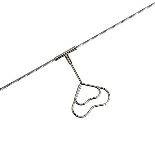 TFu Multi-Purpose Steel Wall Hanging Photo Display Cable Wire Rod String with 12 Clips for Hanging Photos Notes and Artworks (Heart Shape Clip) - size: Heart shape clip