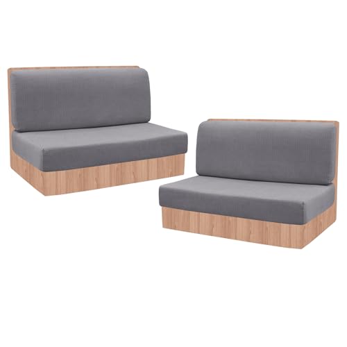 FUANGUI RV Dinette Cushion Covers - Stretch Camper Cushion Booth Seats Replacement - Washable Sofa Furniture Protector (Light Gray, 2 Bench & 2 Backrest Covers) - color: Light Gray