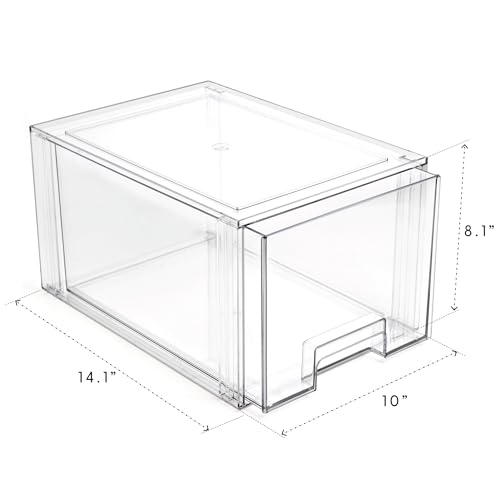 BINO | Stackable Storage Drawers, Tall Large - Clear | THE CRATE COLLECTION | Storage Bins With Drawers | Bathroom Organizers | Under Sink Organizer | Vanity Cabinet Home Organization - size: Tall Large