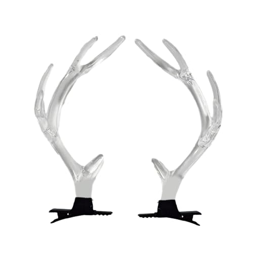 2PCS Clear Christmas Antler Hair Clip Festival Headwear For Woman Kids Bangs Taking Photo Shopping Travel Anti Slip Reindeer Antler Hair Clips Reindeer Hair Clips Reindeer Antler Hair Clips Kids Hair