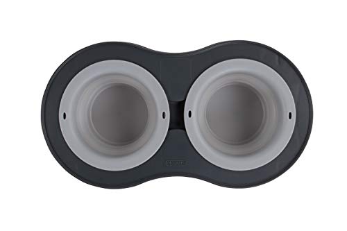 Dexas Pets Double Elevated Pet Feeder, Light Gray, Large/2.5 Cup Capacity Bowls (PW110432429) - color: Light Gray, size: Large/2.5 Cup Capacity Bowls