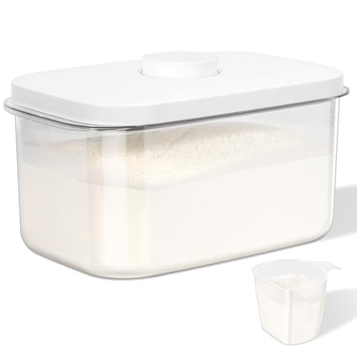 TBMAXS Airtight Flour Container 6.34 QT, Clear PET Plastic Food Storage Container Bin with Pop Up Lids For Rice Flour Sugar, Dry Food Holder for Kitchen Pantry Organization and Storage