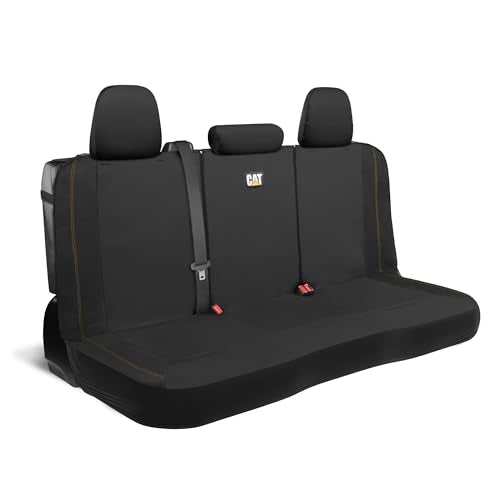 CAT PU Leather Rear Bench Seat Cover – Black, 60/40 Split Fit for Cars, Trucks, SUVs – Waterproof, Scratch-Resistant, Semi-Universal Fit Rear Seat Protector for Most Auto Interior – Easy Install