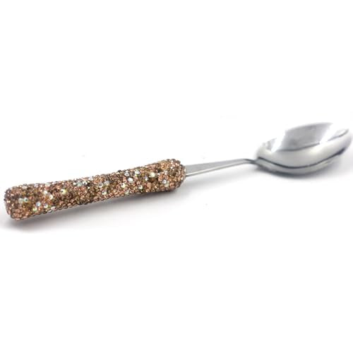 Bling Rhinestone Crystal Dazzling Culinary Utensils Travel Set for Office, Lunch, and Travel (3, golden) - color: Golden