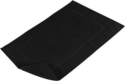 Utopia Towels Cotton Banded Rug, Bath Mats, Not a Bathroom Rug, 21 by 34 Inches, 100% Ring Spun Cotton, Highly Absorbent Shower Bathroom Floor Mat, Black, 2 Pack - color: Black