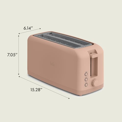 bella 4 Slice Slim Toaster, Fits-anywhere™ Kitchenware, 6 Setting Shade Control with Reheat & Cancel Buttons, Fits Sourdough, 10” Long Slot, Anti Jam & Auto Shutoff, 900 Watt, Blossom - color: Blossom, size: 4 Slice