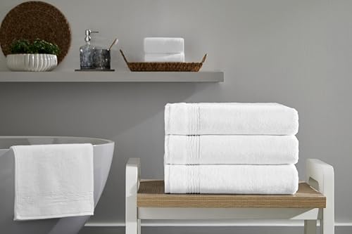 Ozdilek 4-Piece Bath Towels, 27x54 100% Turkish Cotton, Luxury Quick Dry, Extra Large, Fade-Resistant, Eco-Friendly, Spa Towel, Comfortable (White) - color: White