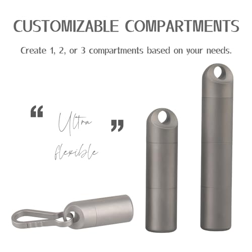 Titanium Keychain Pill Holder - Compact, Durable, and Waterproof 3-Compartment Small Pill Case - Portable and Versatile Medicine Container for Everyday Use and Travel (Titanium Grey) - color: Titanium Grey
