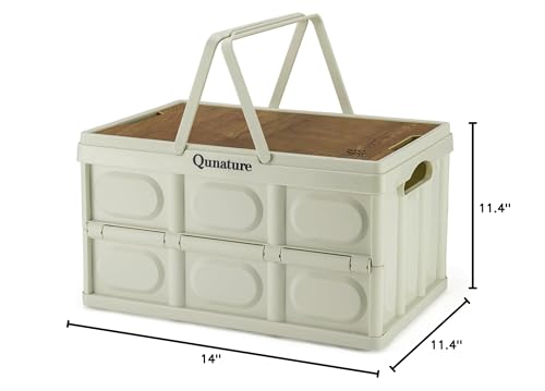 Collapsible Storage Bin with Lids 55L Camping Storage Box Foldable with Handle Plastic Organizing Stackable Storage Container for Outdoor Camping, Home, Fishing, Car RV, Office