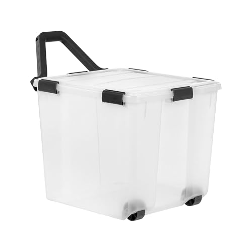 IRIS USA 6 Pack 106 Quart WEATHERPRO Wheeled Plastic Storage Bin Organization Container with Durable Lid, Seal & Secure Latching Buckles, Clear/Black - size: 106 Qt, style: 6 Pack
