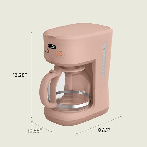 bella 12 Cup Programmable Coffee Maker, Reusable Dishwasher Safe Accessories, Easy LCD display, Auto Shutoff, 900 watt, Blossom - color: Blossom
