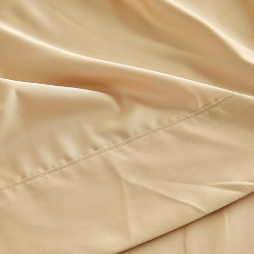 Kingnex Sleeper Sofa Bed Sheets Queen for 60x74 Pull Out Sofa Bed with 4-6 Deep Pocket Soft Double Brushed 1800 Microfiber 4 Piece Bedding Set Beige - color: Beige, size: Sleeper Sofa Queen