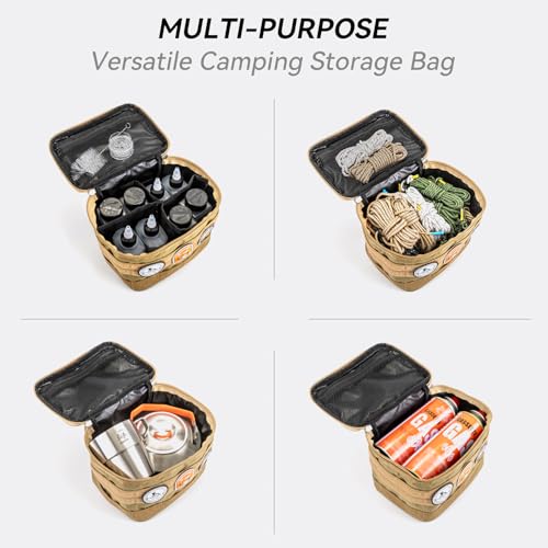 HIKEMAN Camping Portable Spice Set with 9 Spice Containers Pepper & Salt Spice Shakers, Separable Storage Bag for Outdoor Travel Camping BBQ Picnic (Army Green)