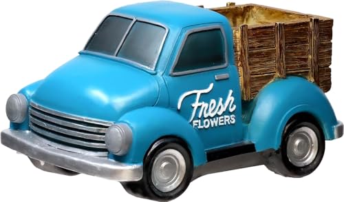 Spoontiques Blue Truck Flower Pot - Decorative Flower Pots for Indoor and Outdoor Use - Hand Painted Resin Plant Pot - Home and Garden Décor - style: Blue Truck
