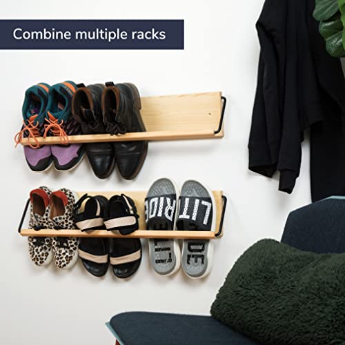 Wall Mounted Shoe Rack - A Wooden, Modern, Slim, and Small Shoe Storage Solution for Shoes and Boots in Narrow Spaces, entryways, or hallways. (30-in-Wide) - size: 30-in-wide (Single)