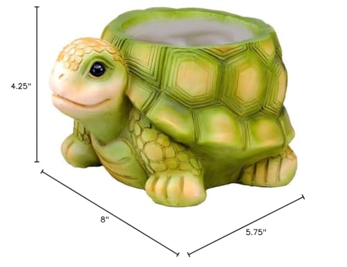 Spoontiques Decorative Flower Pots for Indoor and Outdoor Use – Hand Painted Resin Plant Pot – Home and Garden Décor (Turtle, 5.75" x 8" x 4.25") - style: Turtle