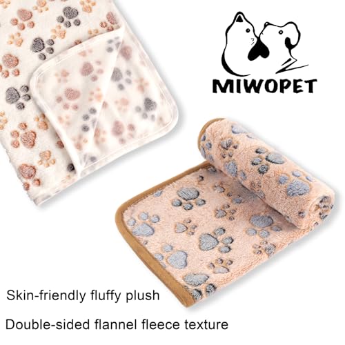 MIWOPET 3 Pack Cat and Dog Blanket Soft & Warm Fleece Flannel Sleep Mat, Great Pet Throw for Puppy, Cats, Small, Medium & Large Dogs(Large 40" x 30") - color: Brown/Pink/White, size: large (40"*30")
