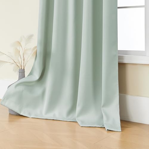 SHINELAND Coastal Summer Blackout Curtains, Thermal Insulated Heat Reducing Drapes, Beach Window Treatments for Living Room Bedroom - color: Aqua, size: 52"W x 72"L (Pack of 2)
