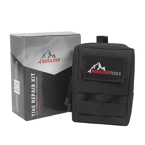 Boulder Tools - Compact Tire Repair kit with Molle Storage Pouch. Heavy Duty Universal Tire Plug Kit, Easily Stores Inside Your UTV, ATV, Truck, Motorcycle, Overlanding Gear or RV