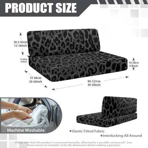 RV Dinette Cushion Covers Black Leopard Print RV Couch Covers for Sofa Bed Stretch Camper Cushion CoversBooth Set Universal Seat Covers Washable Slipcovers - color: Black Leopard Print